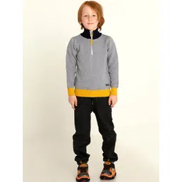 Cherry Crumble Kids Grey & White Self Design  Half-Zip Sweater image 5