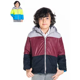 Cherry Crumble Kids Grey Colourblocked Reversible Hooded Padded Jacket-picture-20