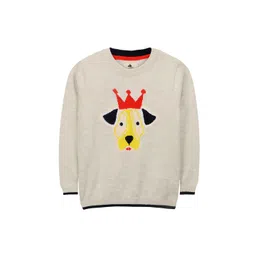Cherry Crumble Kids Grey Melange Self-Design Sweater-picture-19
