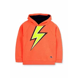 Cherry Crumble Kids Orange Printed Hooded Sweatshirt-picture-34