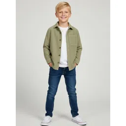 Cherry Crumble Kids Textured Spread Collar Comfort Regular Fit Pure Cotton Casual Shirt-picture-27