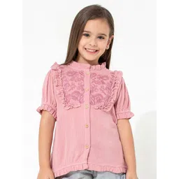 Cherry Crumble Pink Floral Embroidered Top image 1