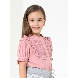 Cherry Crumble Pink Floral Embroidered Top image 3