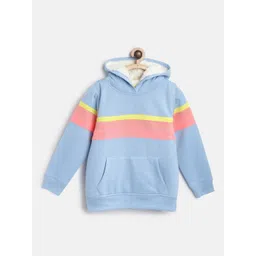 Cherry Crumble Unisex Kids Blue Colourblocked Hooded Sweatshirt-picture-31