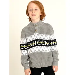 Cherry Crumble Unisex Kids Grey High Neck Sweater-picture-32