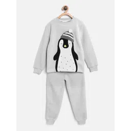 Cherry Crumble Unisex Kids Grey Printed Night suit-picture-31