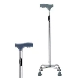 Chevalier Walking Stick 4 Leg for Patients, Adjustable, Aluminum, Grey image 1