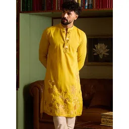 CHHAAP Men Ethnic Motifs Embroidered Regular Thread Work Kurta Set-picture-32
