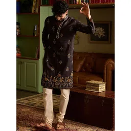 CHHAAP Men Ethnic Motifs Printed Regular Thread Work Kurta with Pyjamas-image-39