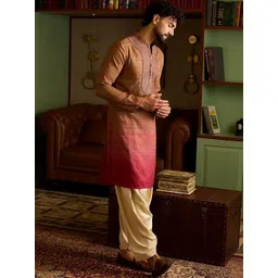 CHHAAP Men Ombre Printed Regular Thread Work Kurta with Patiala image 1