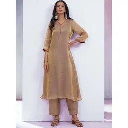 CHHAAP V-Neck Straight Kurta With Trousers-picture-32