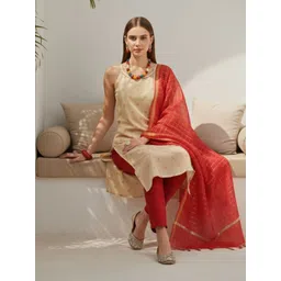 CHHAAP Women Printed Regular Kurta with Trousers & With Dupatta image 3