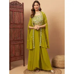 Chhabra 555 Embroidered Sleeveless Top & Skirt With Shrug-picture-18