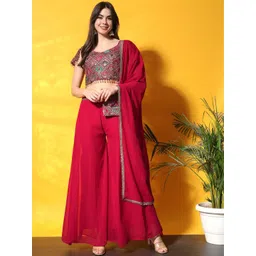 Chhabra 555 Embroidered Sleeveless Top with Palazzos And Dupatta-picture-12
