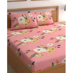 chhavi india 210 TC Floral Print Double Bedsheet with Pillow Covers-picture-26