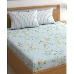 chhavi india 210 TC Floral Print King Size Bedsheet with Pillow Covers-picture-53