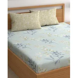 chhavi india 210 TC Leaf Print King-Size Bedsheet with Pillow Covers-picture-28