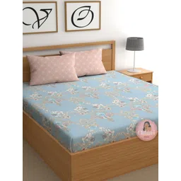CHHAVI INDIA Blue Floral Printed Microfiber 210 TC Queen Bedsheet Set-2.50 m x 2.25 m-picture-17