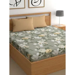 CHHAVI INDIA Green Floral 210 TC King Bedsheet with 2 Pillow Covers-picture-32