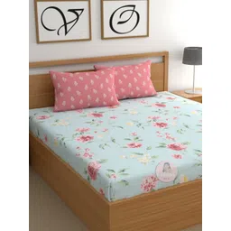 CHHAVI INDIA Pink & Green Printed Microfiber 210TC Queen Bedsheet Set2.50m x 2.25m-picture-39