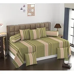 CHHILAKIYA 180 TC Diwan Set 8 Pcs | Pure Cotton | Designer Printed Diwan Set (1 Single Bedsheet, 2 Bolster Covers & 5 Cushion Covers)(MULTI-10)-picture-18