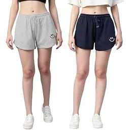 chhote nawab Womens Casual Wear Smle Print Shorts (Smile Shorts-Grey,Navy)-picture-39