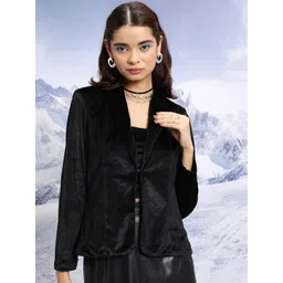CHIC BY TOKYO TALKIES Black Velvet Single Breasted Blazers-picture-22
