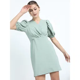 CHIC BY TOKYO TALKIES Green Sheath Mini Dress-picture-12