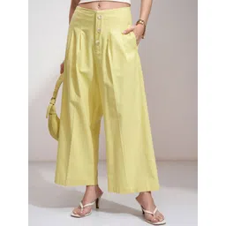 chic by tokyo talkies Tokyo Talkies Women Solid Linen Pleated Wideleg Trouser-picture-20