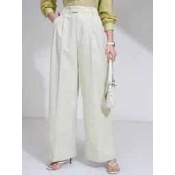 chic by tokyo talkies Tokyo Talkies Women Solid Pleated Wide Leg Tailo Formal Trouser-picture-29