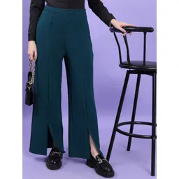 CHIC BY TOKYO TALKIES Women Flared High Rise Parallel Trousers-picture-34