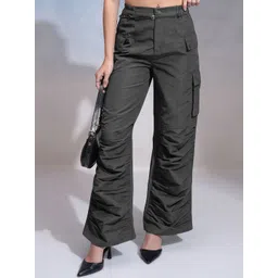 CHIC BY TOKYO TALKIES Women Flared Pleated Cargos Trousers-picture-28