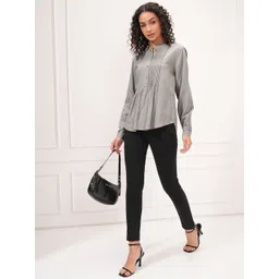 CHIC BY TOKYO TALKIES Women Solid Mandarin Collar Top-picture-13