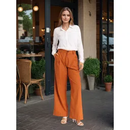 CHIC BY TOKYO TALKIES Women Straight Fit High-Rise Trousers-picture-32