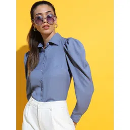 CHIC BY TOKYO TALKIES Women Stunning Blue Solid Top-picture-30