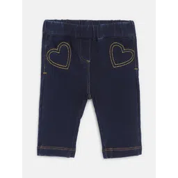 Chicco Infant Girls Mid-Rise Comfort Fit Cotton Denim Trousers-picture-36