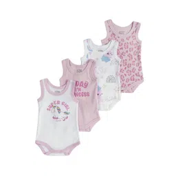 Chicco Infant Girls Pack Of 4 Printed Cotton Bodysuits-picture-56