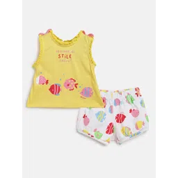 Chicco Infant Girls Printed Pure Cotton Top With Shorts-picture-27