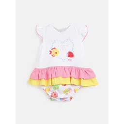 Chicco Infant Girls Typography Printed Pure Cotton Romper Dress-picture-56