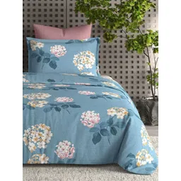 CHICERY Blue & Pink Floral Cotton AC Room Single Bed Comforter image 2