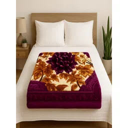 CHICERY Burgundy & Beige Floral Mink Heavy Winter Double Bed Blanket-picture-14