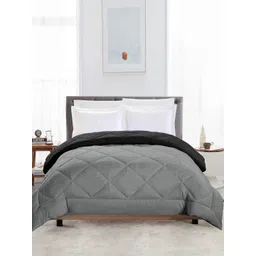 CHICERY Grey & Black AC Room 200 GSM Reversible Single Bed Comforter-picture-13