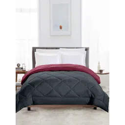 CHICERY Grey & Maroon Cotton AC Room 200 GSM Single Bed Comforter-picture-38