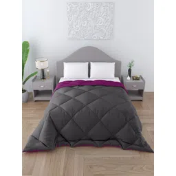 CHICERY Purple & Grey AC Room 200 GSM Reversible Double Bed Comforter-picture-16