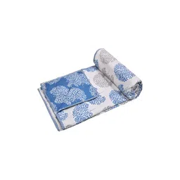CHICERY White & Blue Cotton Floral Cotton AC Room 210 GSM Single Bed Reversible Dohar-image-13