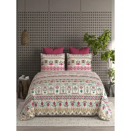 CHICERY White & Pink Floral Heavy Winter 350 GSM Double Bed Comforter-image-11