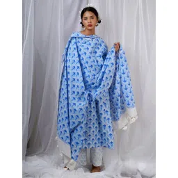 Chidiyaa Amaaya Floral Block Printed Cotton Dupatta-picture-23