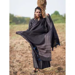 Chidiyaa Black WWB Liquid Grace Block Printed Dupatta-picture-40