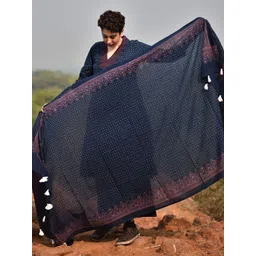 Chidiyaa Blue & White Printed Pure Cotton Dupatta-picture-18
