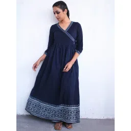 Chidiyaa Blue Angarakha Block Printed Dress-picture-24